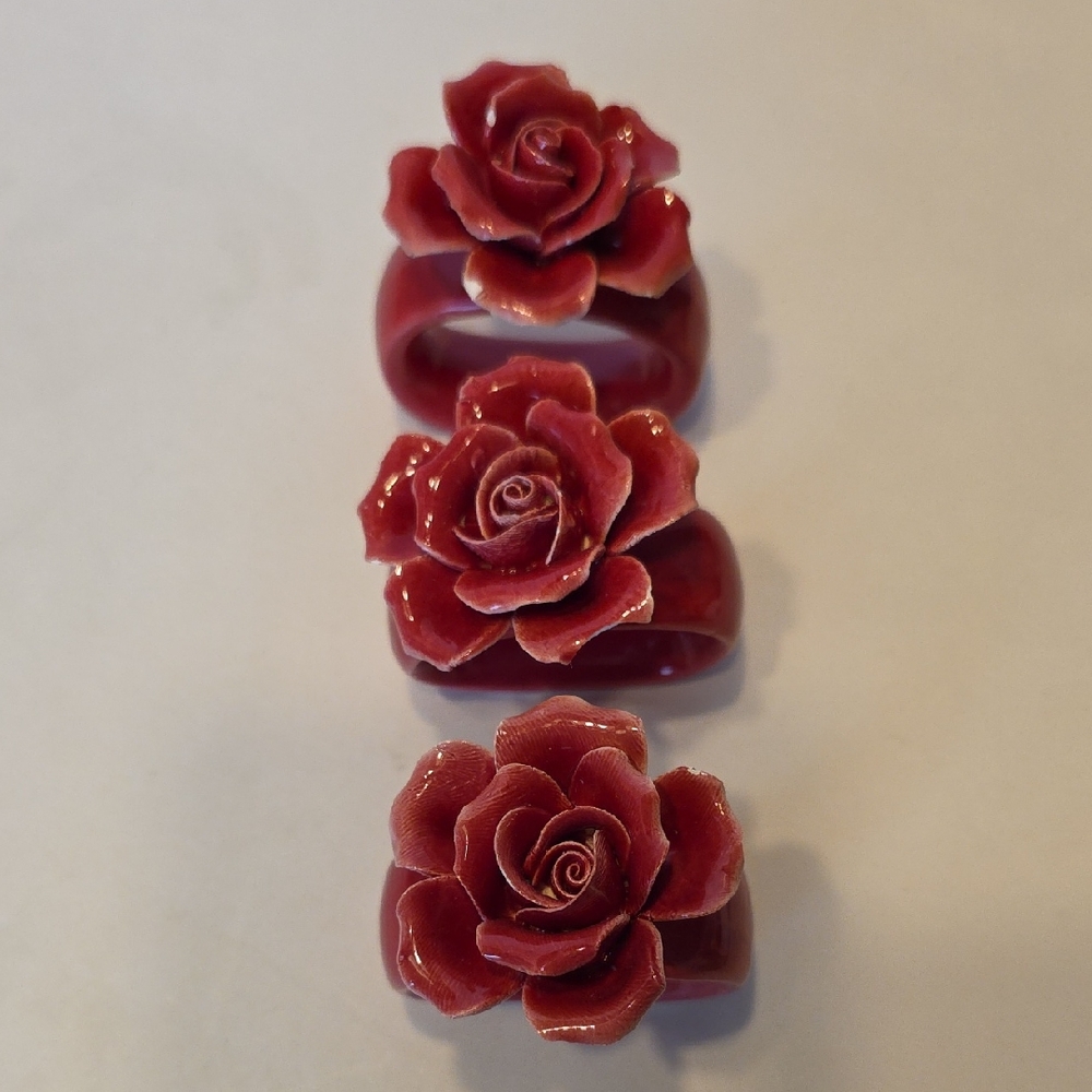3 Vintage Rose Ceramic Napkin Holders